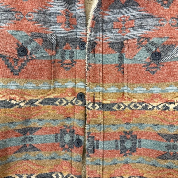 CODY JAMES MEN'S EMMONS SHERPA LINED SOUTHWESTERN STRIPED FLANNEL SHIRT JACKET - Picture 3 of 10